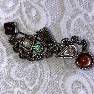 2/$18 Silver Brooch with Gems